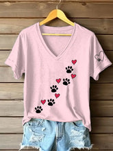 Frauen Liebe Herz Hund Pfote T-Shirt